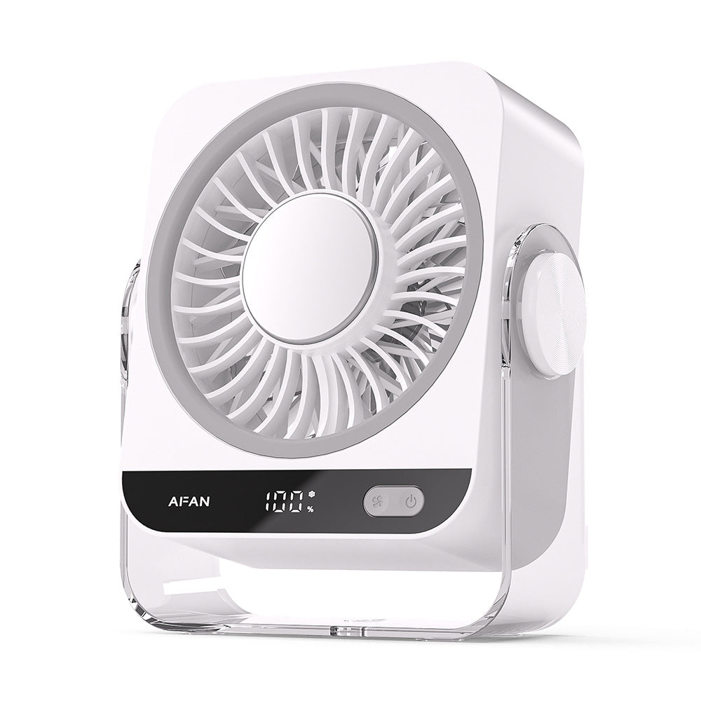 White Portable Semiconductor Cooling Desk Fan USB Type-C Rechargeable 5 Speeds Digital Display Silent Operation Wall-Mountable Air Circulator for Local Home and Office Spaces