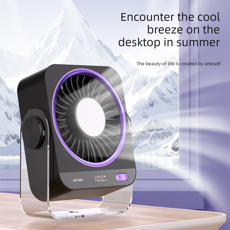 White Portable Semiconductor Cooling Desk Fan USB Type-C Rechargeable 5 Speeds Digital Display Silent Operation Wall-Mountable Air Circulator for Local Home and Office Spaces