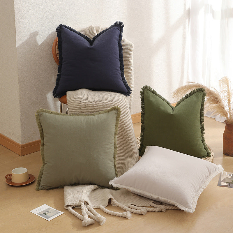 Caramelised brown 2 Pack Bohemian Tassel Pillowcases Soft Washed Cotton Cushion Covers for Living Room Sofa Elegant Decor Solution for Local Standard Home Environments