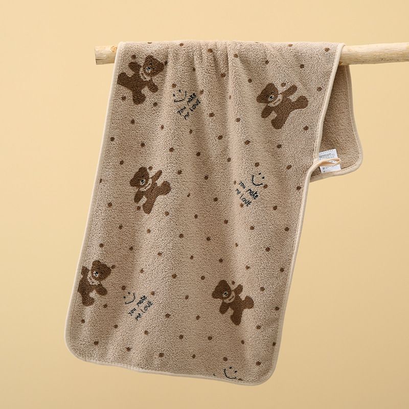 5-Pack Grey Soft Absorbent Face Towels with Bear Pattern Design – Quick-Drying Plush Towel Set for Bath and Daily Use