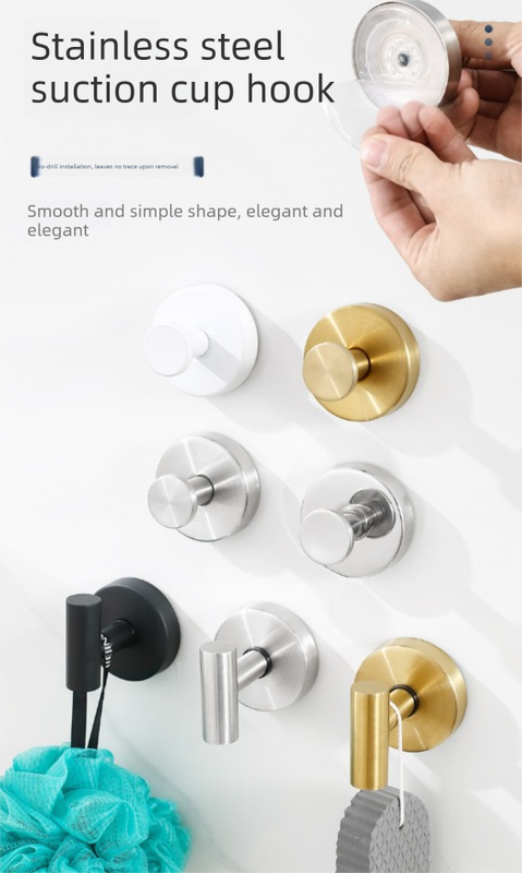Stainless Steel Vacuum Suction Cup Hook Rack 3-Hook Black Wall Mounted Towel Rail for Bathroom and Kitchen No Drilling Required