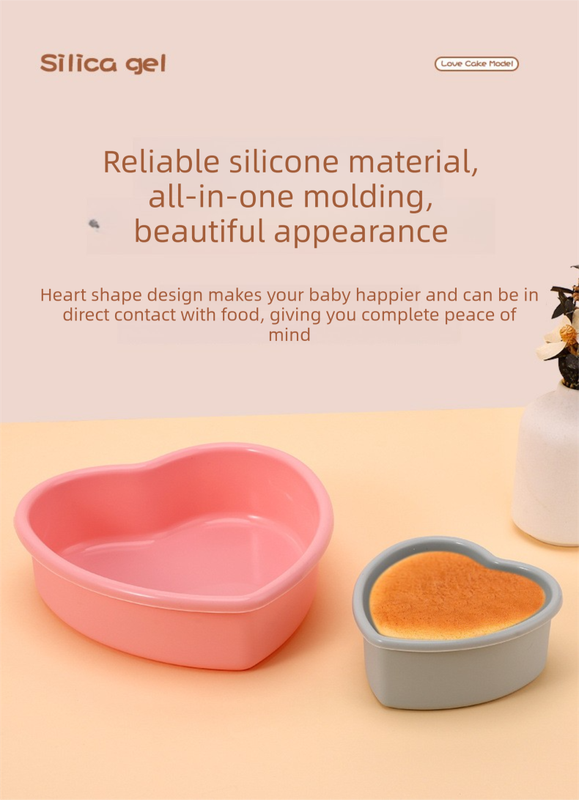 10 Inch Extra Large Heart Shaped Silicone Cake Mould - Grey Non-Stick Baking Pan for Weddings & Big Parties - Reinforced Rim Tray (29cm)