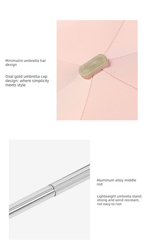 Compact Mini Pocket Umbrella UPF50+ Sun Protection Lightweight Travel Parasol - Windproof 5-Fold Rain Shade with Flat Gold Handle (Matcha Green)