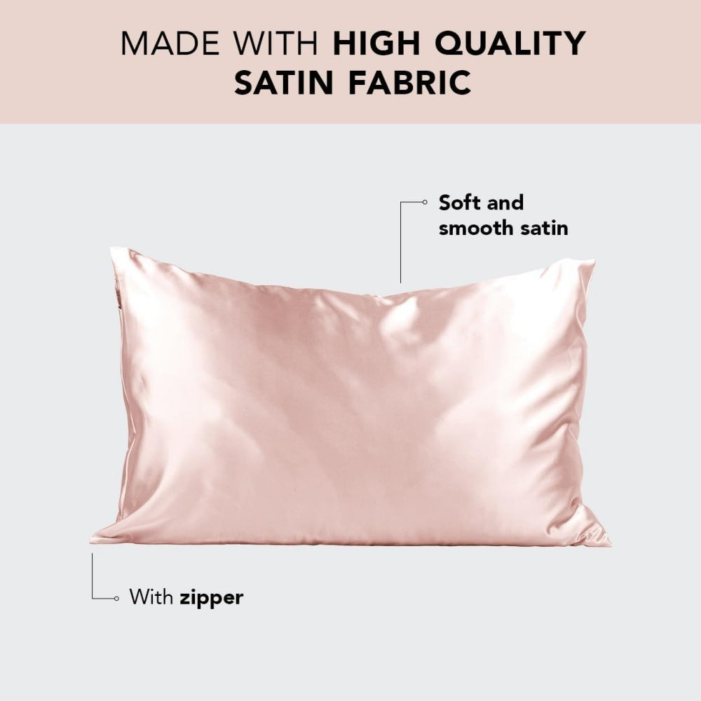 1-Pair Black Luxury Satin Silk Pillowcase for Hair and Skin - Smooth Cooling Pillow Cover with Envelope Closure - King (20x36")