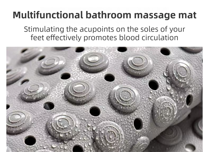 2-Pack Blue Eco-Friendly Bath Mat with Massage Points - Anti-Slip Suction Cup Safety Bathroom Rug (S Size 68.5X34x2 CM)