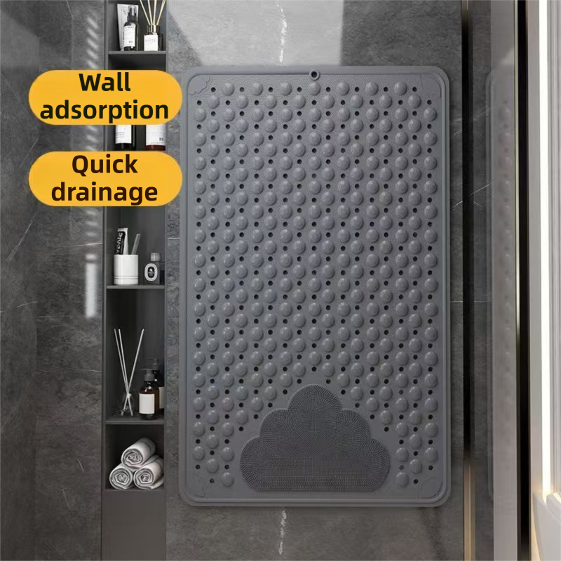 2-Pack Khaki Eco-Friendly Bath Mat with Massage Points - Anti-Slip Suction Cup Safety Bathroom Rug (S Size 68.5X34x2 CM)