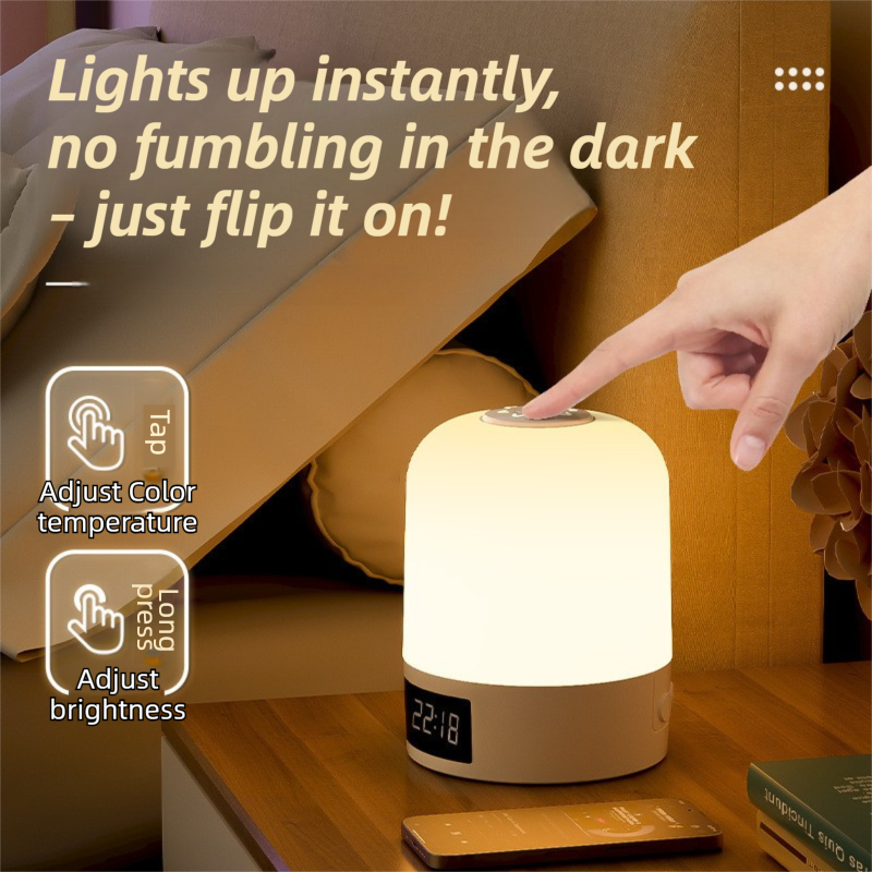 Smart Digital Clock Night Light - Touch Dimmable Bedside Lamp & Sleep Aid for Nursery, Feeding & Bedroom (K2021)