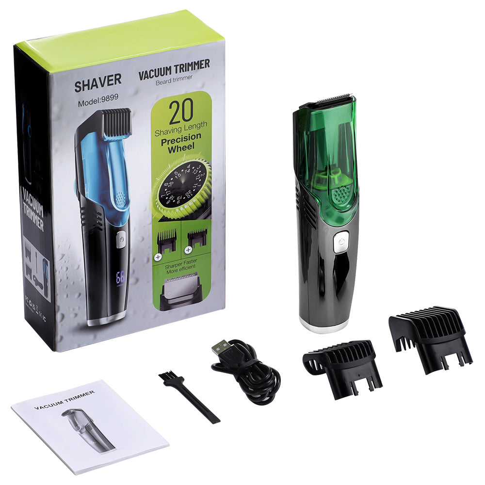 Rechargeable Beard & Hair Trimmer – Waterproof Vacuum Clipper LED Display