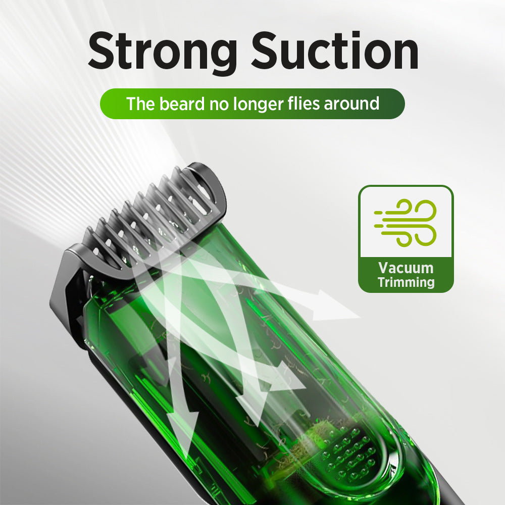 Rechargeable Beard & Hair Trimmer – Waterproof Vacuum Clipper LED Display