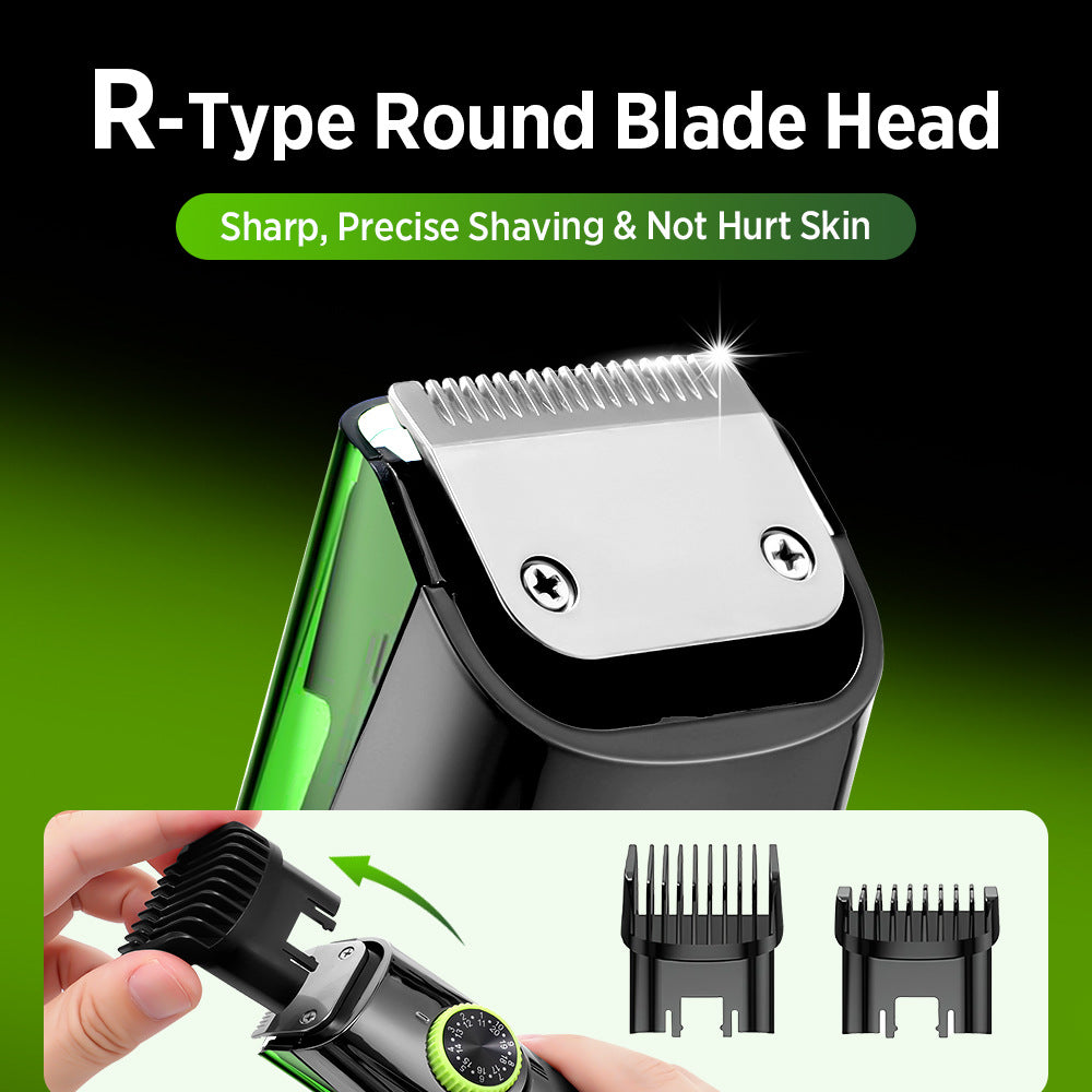 Rechargeable Beard & Hair Trimmer – Waterproof Vacuum Clipper LED Display
