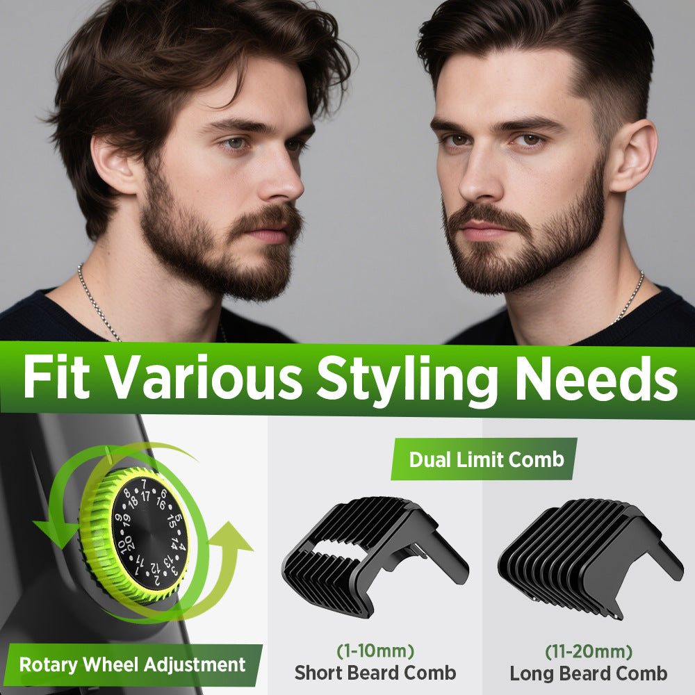 Rechargeable Beard & Hair Trimmer – Waterproof Vacuum Clipper LED Display