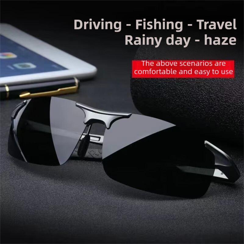 Men’s Photochromic Polarized Sunglasses – Day Night Driving UV400