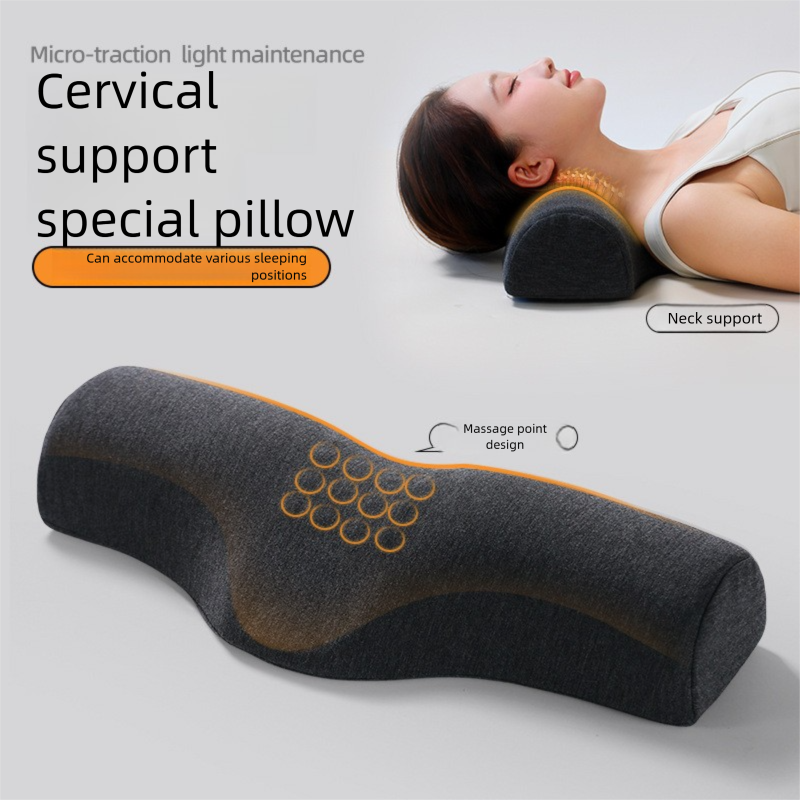 Light gray Cervical Support Pillow – Memory Foam Core with Ergonomic Design for Neck Pain Relief and Deep Sleep