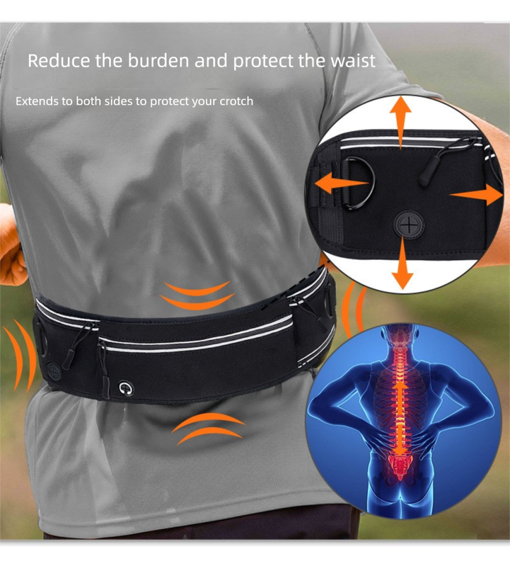 Blue Shock-Absorbing Running & Dog Walking Belt – Integrated Waist Pack with Retractable Traction Rope and Ergonomic Support