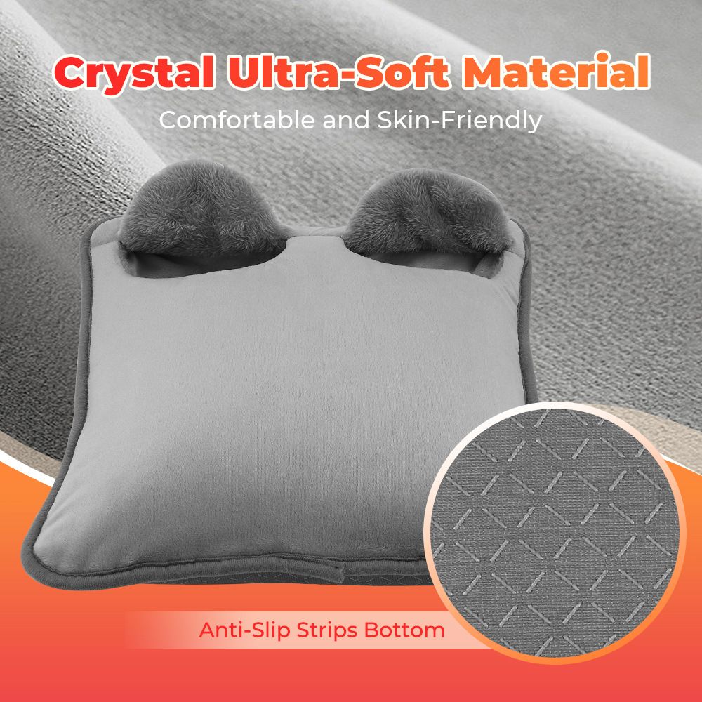 Grey Portable Versatile USB Electric Heated Seat Pad with 4 Temp Levels & 4 Auto-Shutoff Timer - Soft Fleece Washable Heating Mat