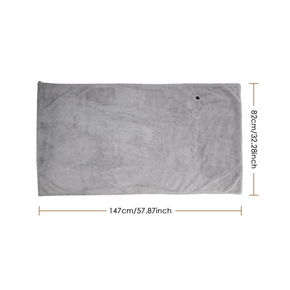 147x82CM Grey Soft Faux Rabbit Fur USB Powered Heated Shawl Blanket with Wearable Zipper, 1.5M Long Cable, 3 Temp Mode & 8 Heating Zones - Portable Electric Blanket for Home Office Travel Camping