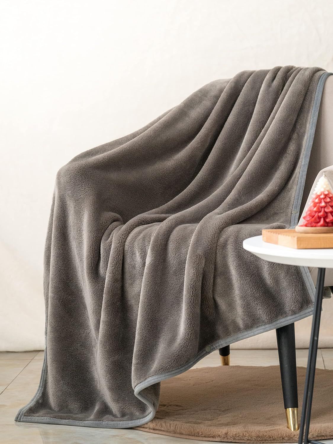 3-in-1 Portable Travel Blanket / Pillow / Wearable Shawl with Snap & Envelope Folding Design - 230GSM Soft Flannel Thickened Nap Blanket for Airplane Office Home, Space Saving & Machine Washable, Black 40 x 60 inch