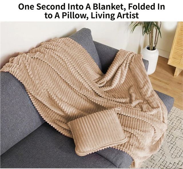 2-in-1 Pink Soft Ribbed Flannel Travel Blanket / Folding Zipper Pillow with Luggage Strap & Hook - 40x60 Inch Portable Dual-Layer Fleece Nap Blanket for Airplane Travel Office Camping