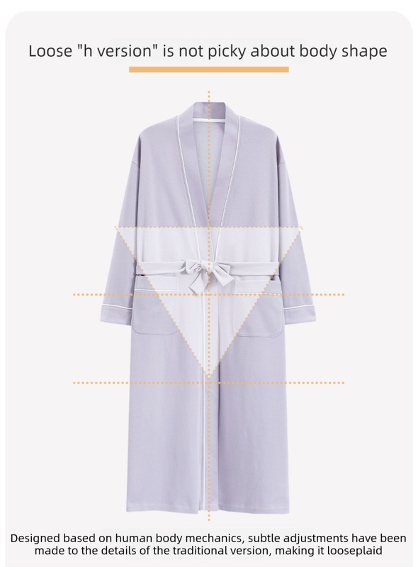 Purple  M size Women's Cotton Robe — Autumn/Winter Bathrobe & Morning Gown | Long Sleeve, Mid-Length, Plus Size | Loose, Comfortable, and Machine Washable | Suitable for All Seasons