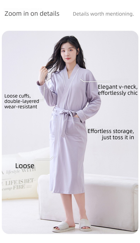 Green 2XL size Women's Cotton Robe — Autumn/Winter Bathrobe & Morning Gown | Long Sleeve, Mid-Length, Plus Size | Loose, Comfortable, and Machine Washable | Suitable for All Seasons