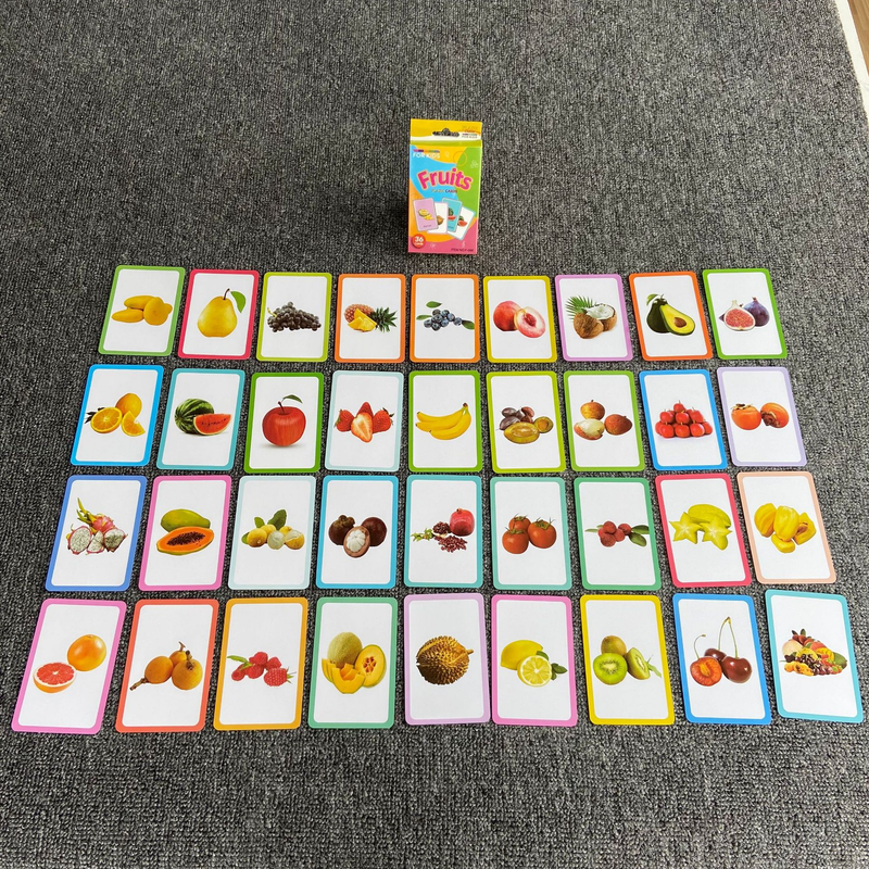 7-Set  Kids Early Education Flash Cards, Montessori Cognitive Development Toys for Toddlers Ages 4+, Educational Gift for Boys Girls【Animal+Shape+Colour+Time+Vegetables+Fruits+Body Parts】