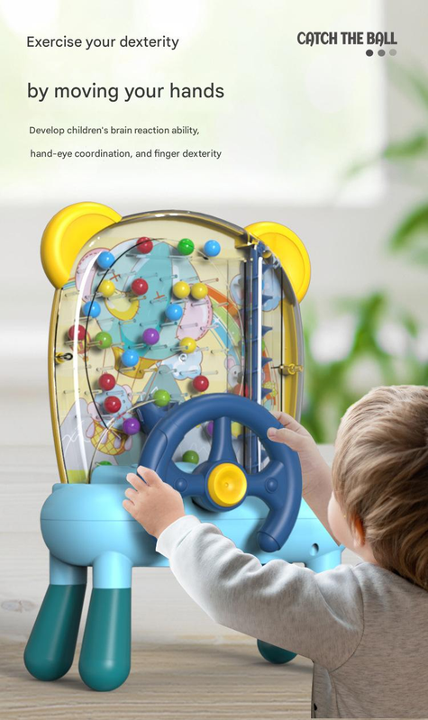Pink Ball Catching Machine Game Kids Steering Wheel Pinball Desktop Game Hand Eye Coordination Training Parent-Child Interactive Educational Toy Concentration Focus Plastic 4+ Years