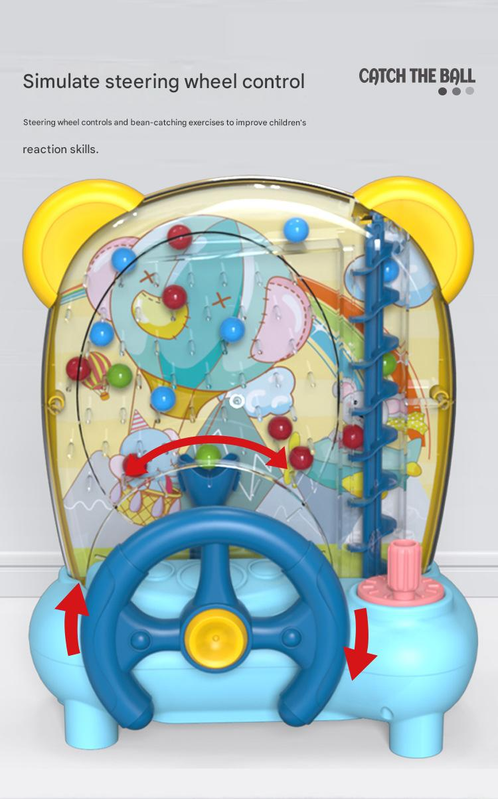 Pink Ball Catching Machine Game Kids Steering Wheel Pinball Desktop Game Hand Eye Coordination Training Parent-Child Interactive Educational Toy Concentration Focus Plastic 4+ Years