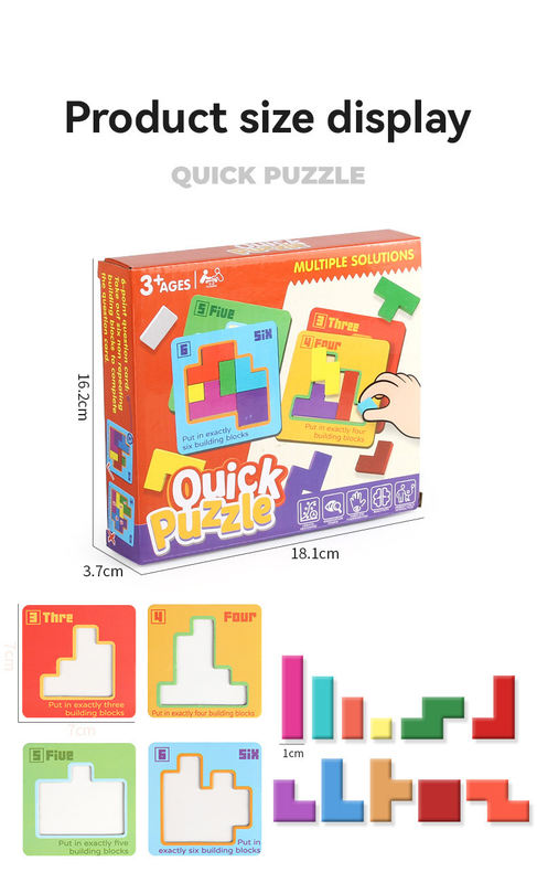 Quick Puzzle Tetris Building Blocks Game Speed Challenge Parent-Child Interactive Brain Training 20 Challenge Cards 4 Difficulty Levels ABS Material 3+ Years Educational Toy