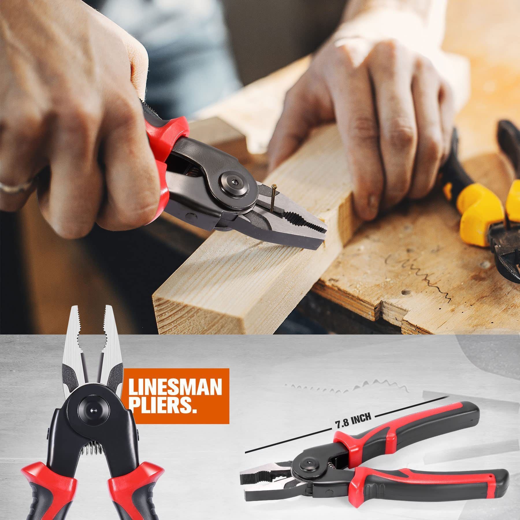 Black and Red 5 in 1 Interchangeable Plier Tool Set - High Carbon Steel - Wire Stripper, Crimper, Cutter, Linesman Pliers, Shear - Multi-Purpose for Electricians, DIY, Home Repair, Compact & Durable