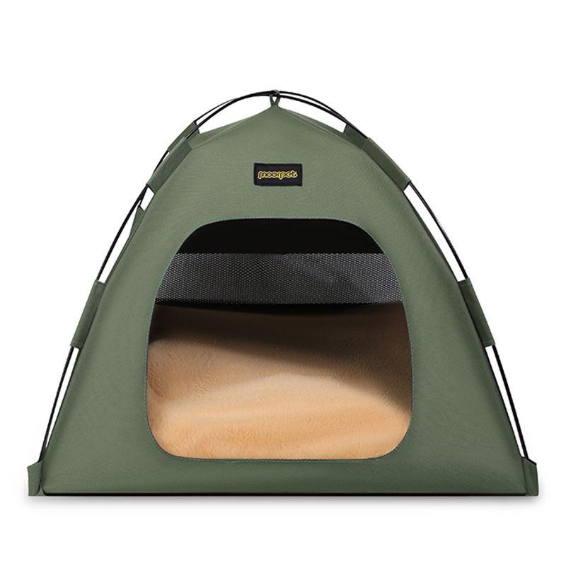 Green All-Weather Portable Pet Tent with Dual-Sided Cushion & Insect-Proof Mesh – L Size 60 x 60 x 50 cm, Waterproof & Sun-Proof Outdoor Four Corner Dome Kennel for Dogs & Cats Travel Camping