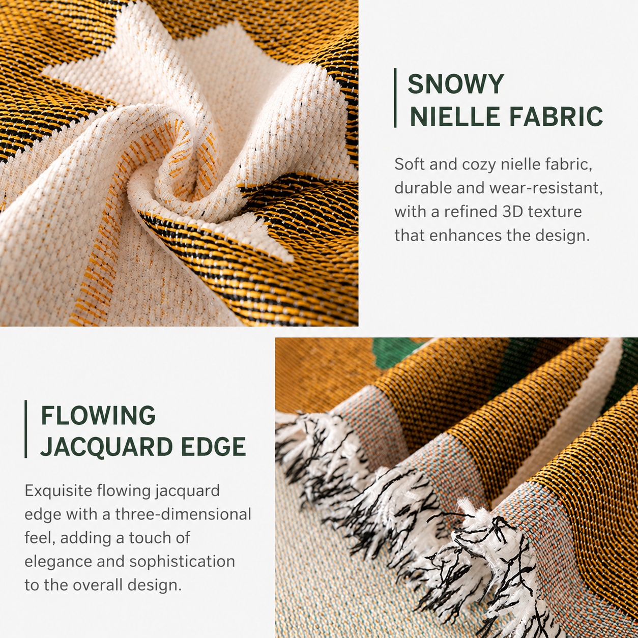 180 x 130 CM Christmas Jacquard Chenille Sofa Cover Throw Blanket with Tassel Fringe (Style 3), Elegant Festive Couch Protector Slipcover for Holiday Home Decor and Multi-Purpose Use