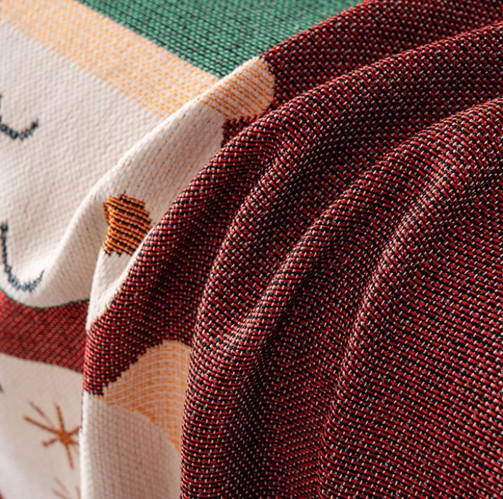 180 x 340 CM Christmas Jacquard Chenille Sofa Cover Throw Blanket with Tassel Fringe (Style 3), Elegant Festive Couch Protector Slipcover for Holiday Home Decor and Multi-Purpose Use