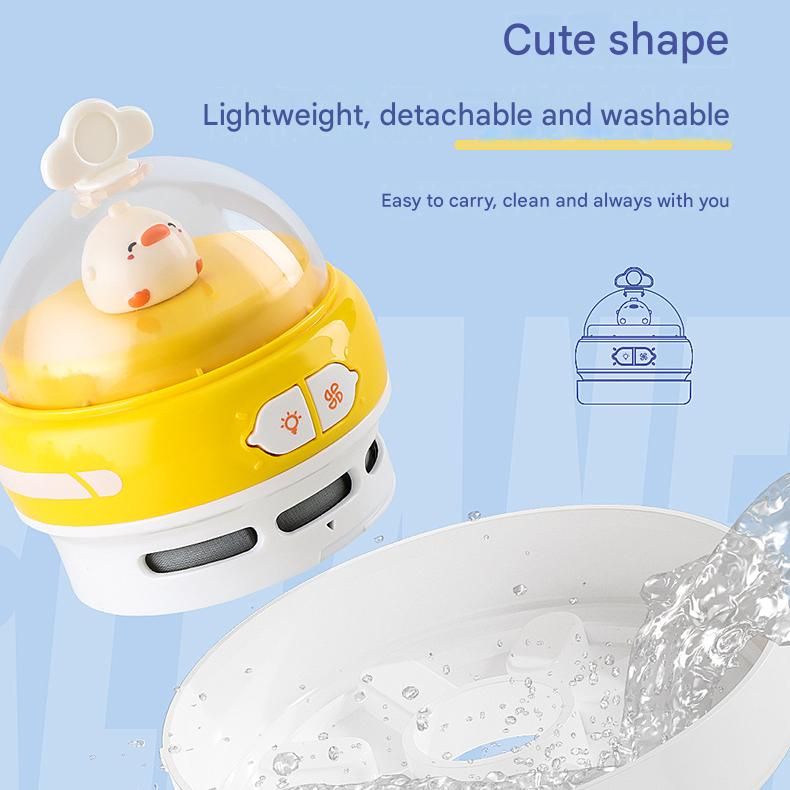 Pink-Hippo Mini Animal Desktop Vacuum Cleaner - USB Rechargeable, Night Light, 2-Speed Suction, Detachable & Washable - Portable Handheld Cleaner for Keyboard, Eraser Shavings, Desk
