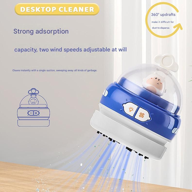 Blue-Duck Mini Animal Desktop Vacuum Cleaner - USB Rechargeable, Night Light, 2-Speed Suction, Detachable & Washable - Portable Handheld Cleaner for Keyboard, Eraser Shavings, Desk
