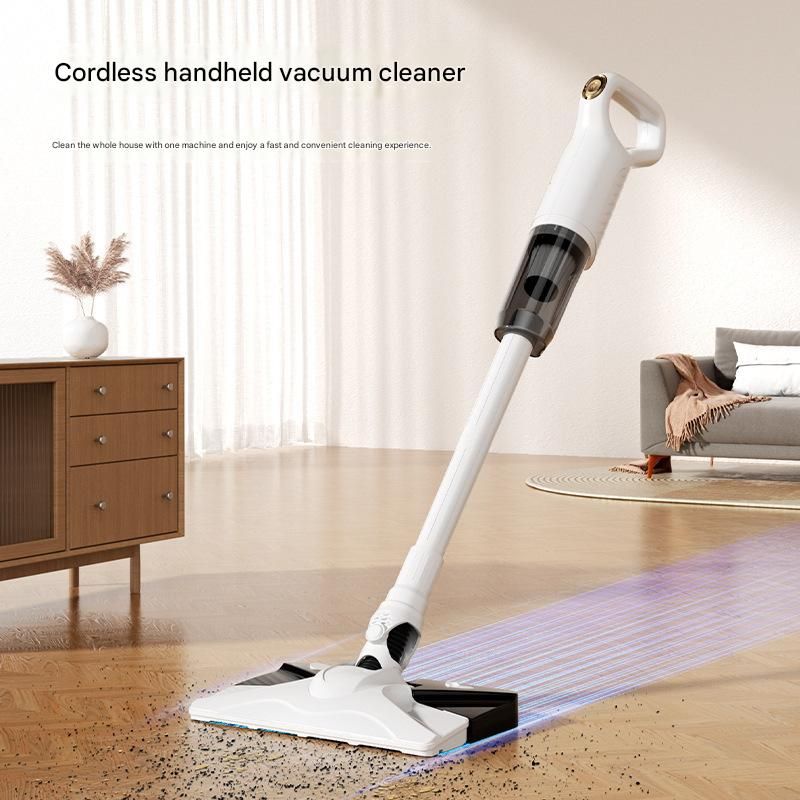 White Cordless Vacuum and Mop Combo - 6kPa Suction, 2000mAh Battery, 180° Flexible Floor Brush, Washable Filter - 2-in-1 Wet Dry Stick Vacuum Cleaner for Hard Floors, Tiles and Carpet