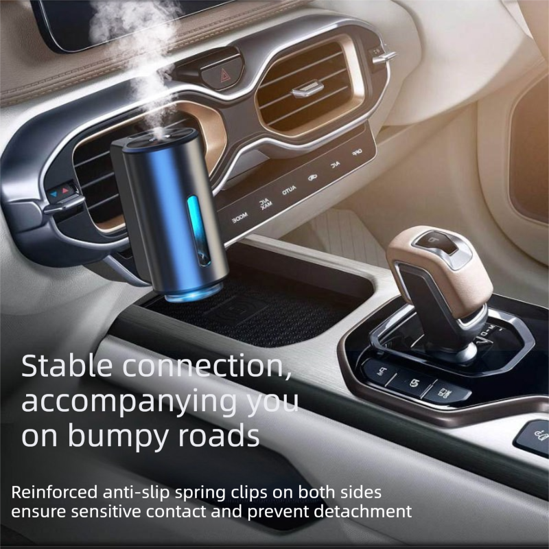 Grey Car Vent Air Freshener Diffuser (Includes a 10ml empty essential oil bottle) 3-Speed Adjustable Aroma Atomiser – Compact Aluminum Alloy USB Essential Oil Car Fragrance Clip