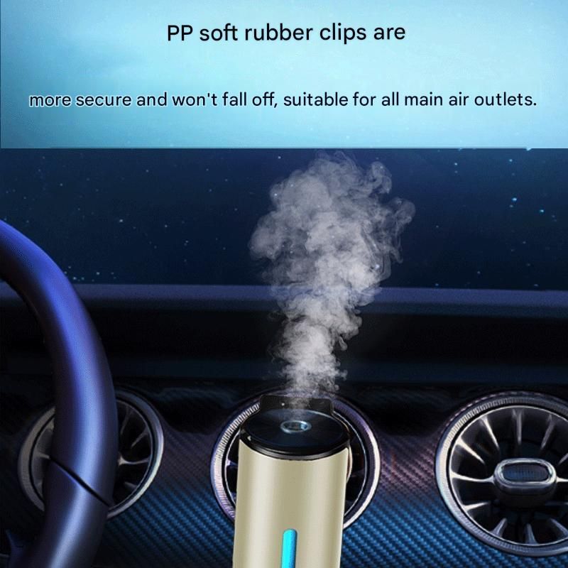 Golden Car Vent Air Freshener Diffuser (Includes a 10ml empty essential oil bottle) 3-Speed Adjustable Aroma Atomiser – Compact Aluminum Alloy USB Essential Oil Car Fragrance Clip