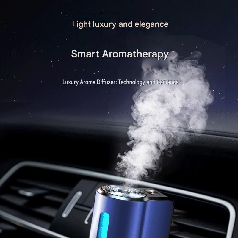 Silvery Car Vent Air Freshener Diffuser (Includes a 10ml empty essential oil bottle) 3-Speed Adjustable Aroma Atomiser – Compact Aluminum Alloy USB Essential Oil Car Fragrance Clip