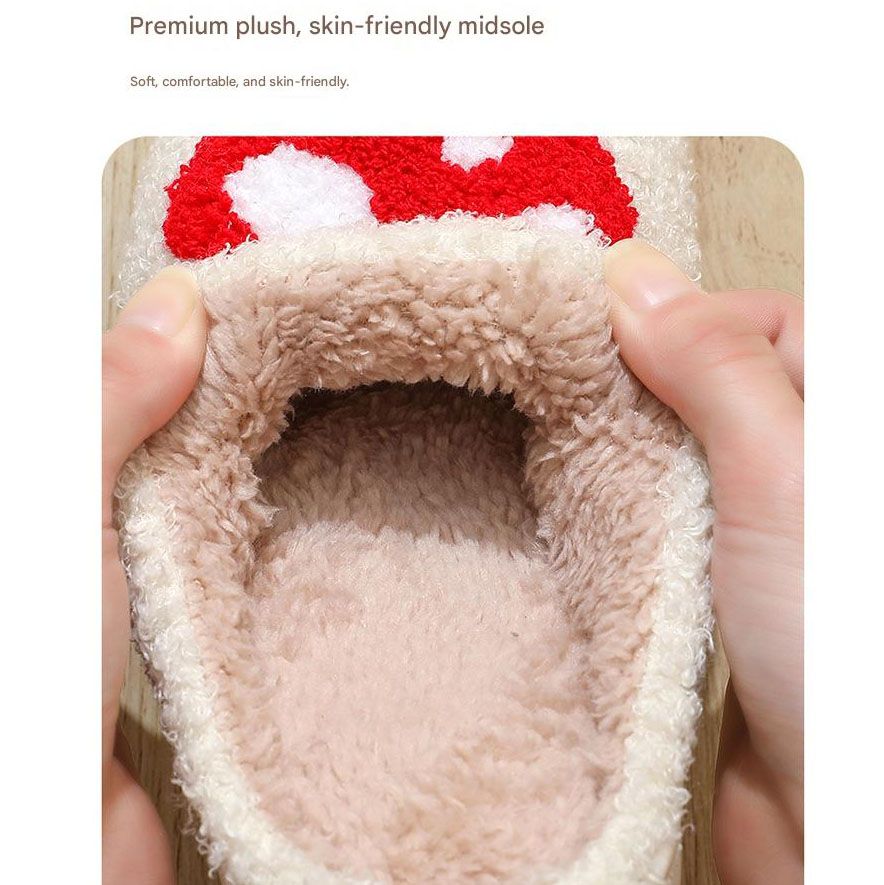 Mushroom-Themed Plush Slippers & Bubble Fleece Throw Blanket Set — A Cozy, Warm Winter Home Gift Bundle, Including Soft & Warm Indoor Slippers (Size AU 8-9) and a 100x150cm Flannel Throw Blanket