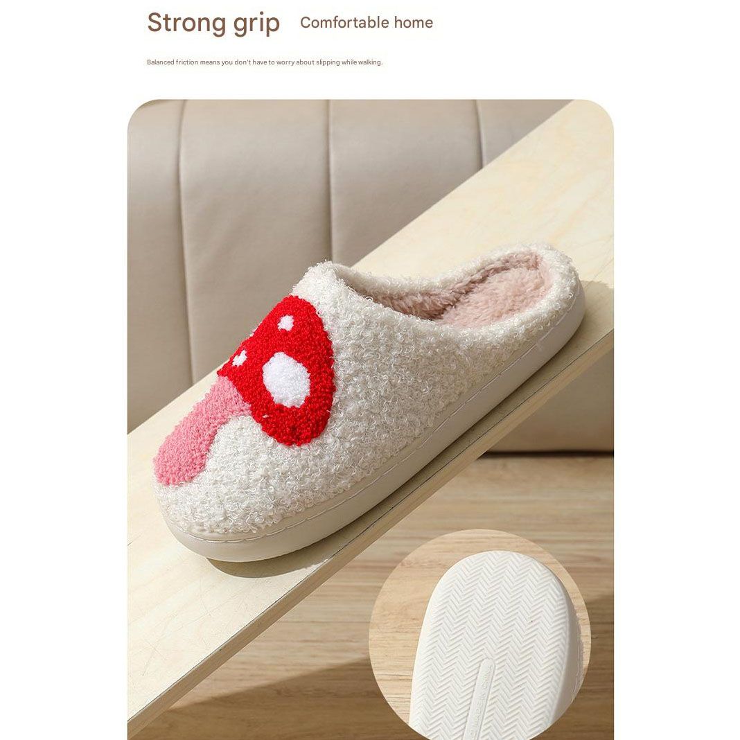 Mushroom-Themed Plush Slippers & Bubble Fleece Throw Blanket Set — A Cozy, Warm Winter Home Gift Bundle, Including Soft & Warm Indoor Slippers (Size AU 8-9) and a 100x150cm Flannel Throw Blanket