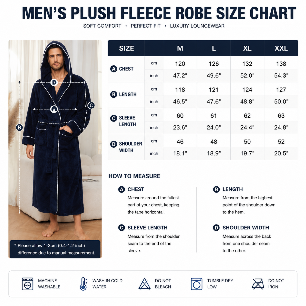 Men's Plush Fleece Hooded Bathrobe Black M Size Shawl Collar Dressing Gown - Thick Warm Soft Winter Loungewear with Belt Deep Pockets Machine Washable Home Spa Comfort Gift Ready
