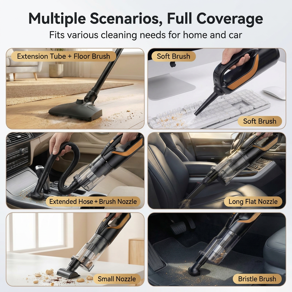 (Black and gold)Cordless Handheld Vacuum Cleaner - 2 in 1 Blow and Suction - Cyclone Dust Cup, Car and Home Use
