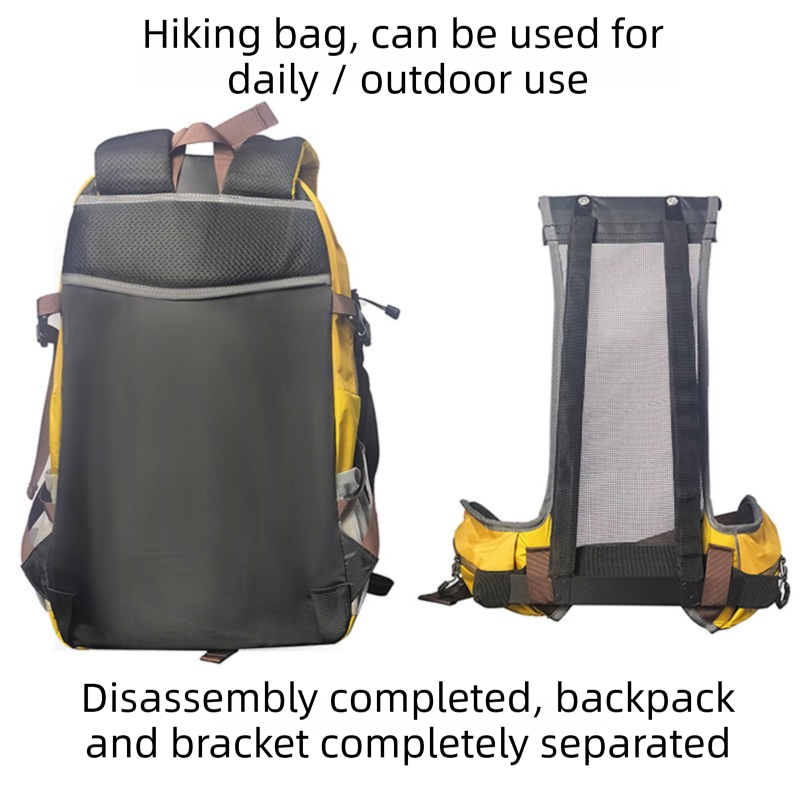 40L Black Lightweight Outdoor Hiking Backpack with Detachable Suspended Frame & Rain Cover - Waterproof Travel Daypack, Multi-Pocket Storage and Gear Attachments for Trekking Camping Cycling Adventures