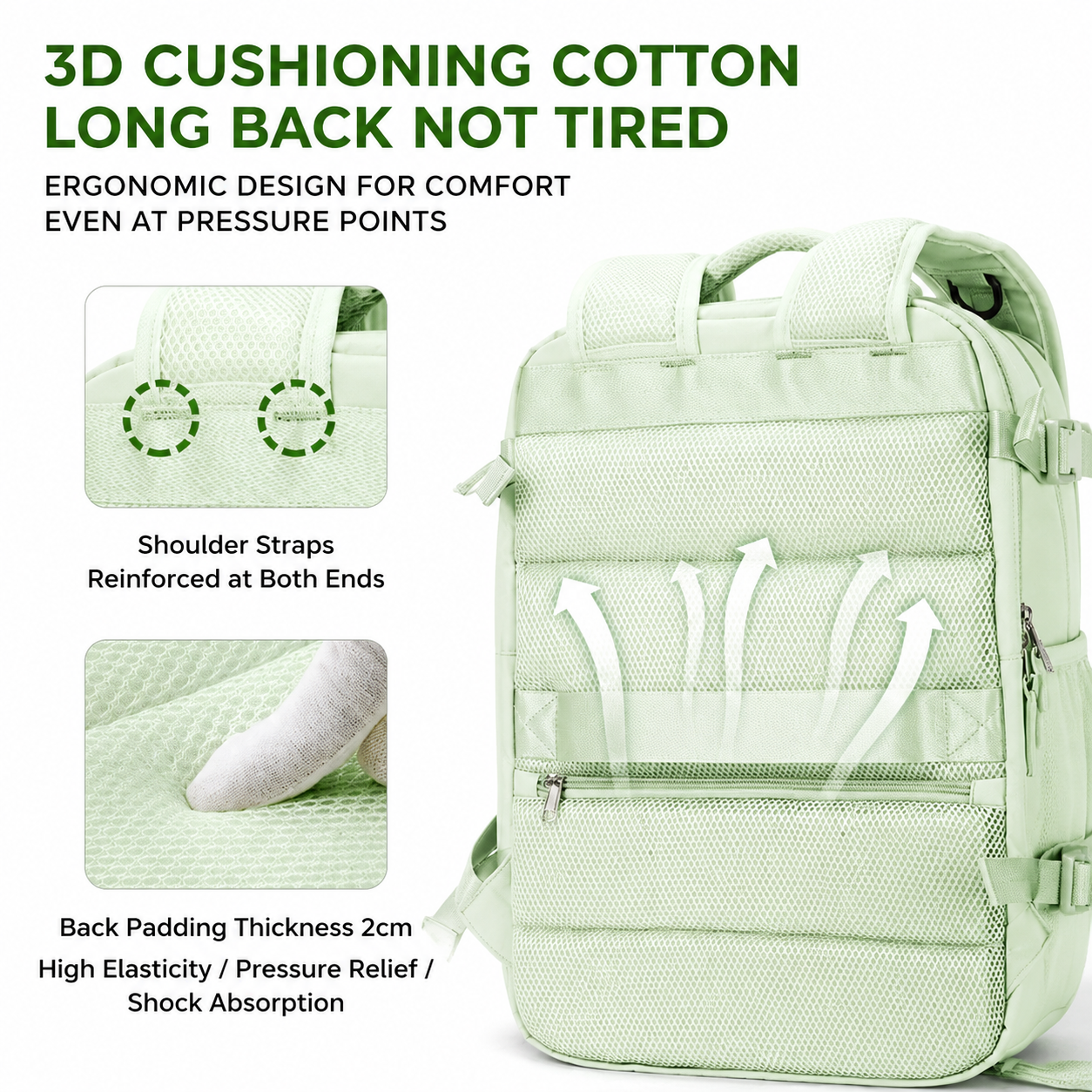 Beige 35L Vacuum Compression Travel Backpack with Manual Air Pump, Shoe Zone and 15.6" Laptop House - Waterproof Suitcase Style Carry On Bag for Men Women Business Commute