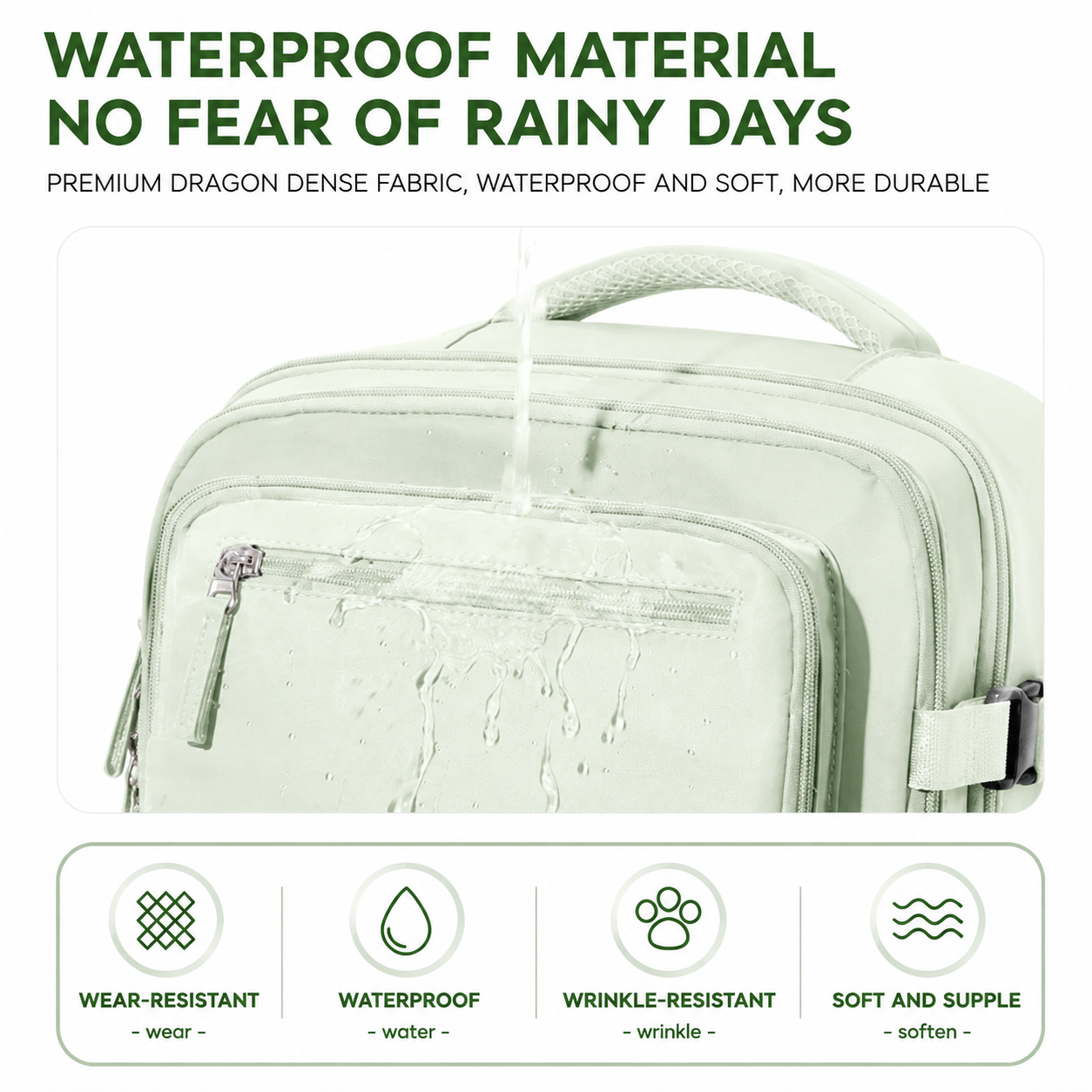 Beige 35L Vacuum Compression Travel Backpack with Manual Air Pump, Shoe Zone and 15.6" Laptop House - Waterproof Suitcase Style Carry On Bag for Men Women Business Commute