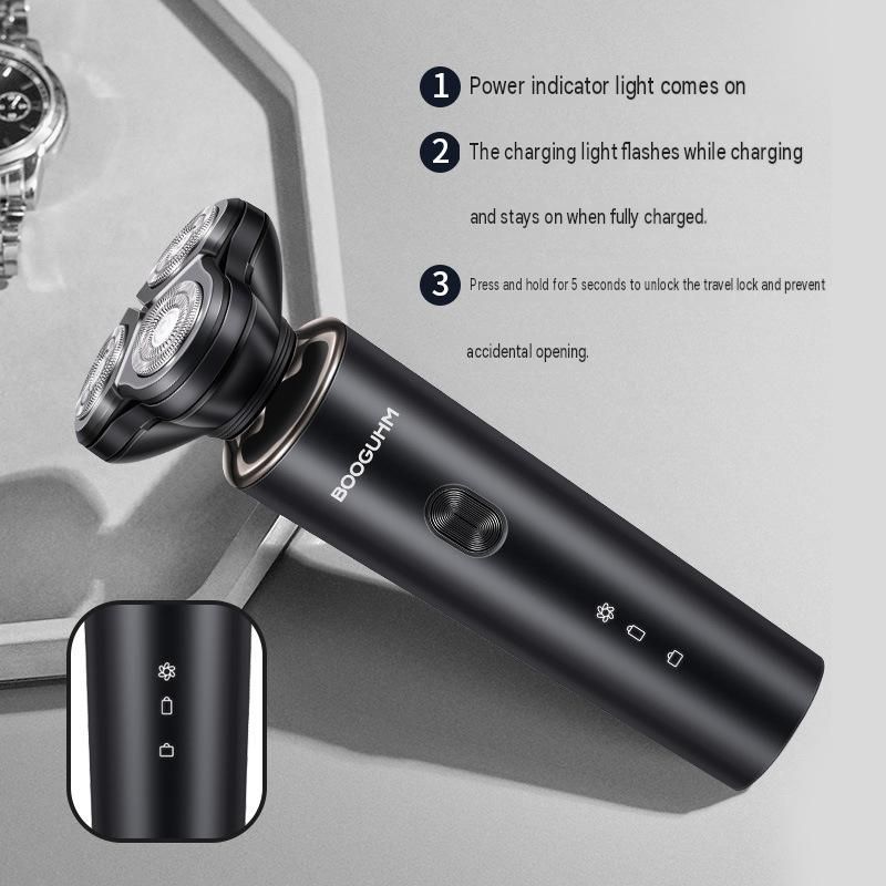 3-in-1 Electric Shaver for Men -  USB Rechargeable, 8D Floating Heads, Travel Lock, Nose & Sideburn Trimmer, Portable Grooming Kit