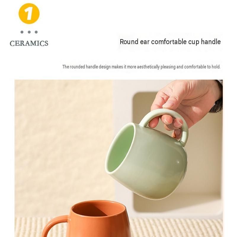 4 pack （Black and White and Green and Blue）Macaron Ceramic Mug 480ml - Large Belly Coffee Cup, Underglaze Colour, Non Slip Base, Ergonomic Handle, Microwave and Dishwasher Safe, Home Office Breakfast Drinkware