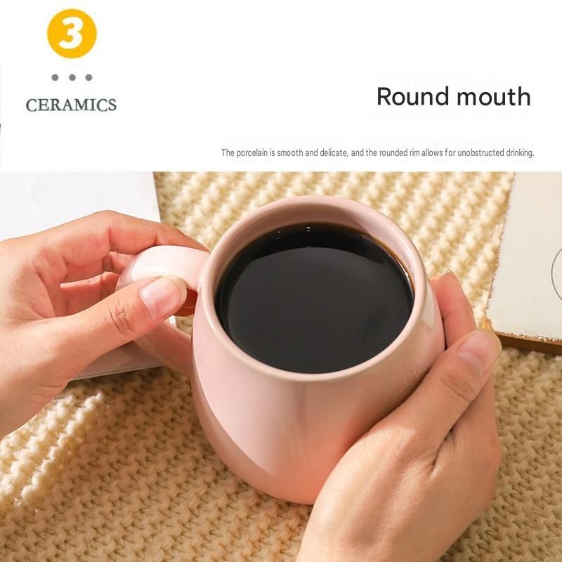 4 pack （Black and White and Green and Blue）Macaron Ceramic Mug 480ml - Large Belly Coffee Cup, Underglaze Colour, Non Slip Base, Ergonomic Handle, Microwave and Dishwasher Safe, Home Office Breakfast Drinkware