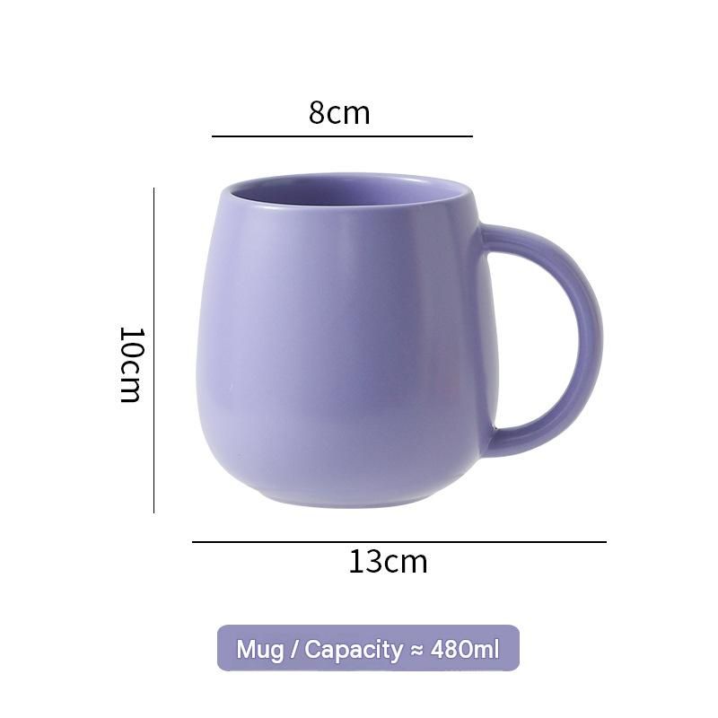 4 pack （Black and White and Green and Blue）Macaron Ceramic Mug 480ml - Large Belly Coffee Cup, Underglaze Colour, Non Slip Base, Ergonomic Handle, Microwave and Dishwasher Safe, Home Office Breakfast Drinkware