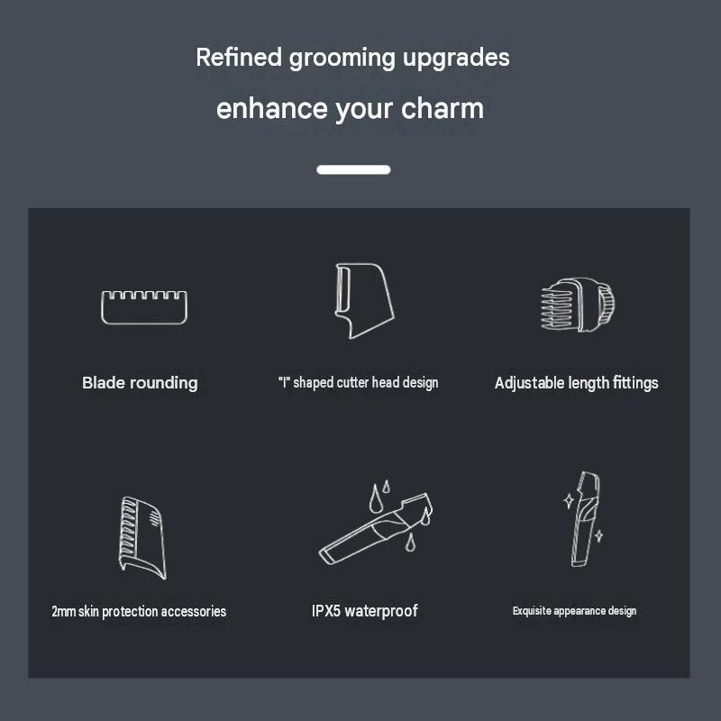 3-in-1 Electric Body Groomer for Men - IPX5 Waterproof, USB-C Rechargeable, Adjustable 3-12mm Comb, Skin-Safe Rounded Blade, Travel Lock, Wet Dry Use